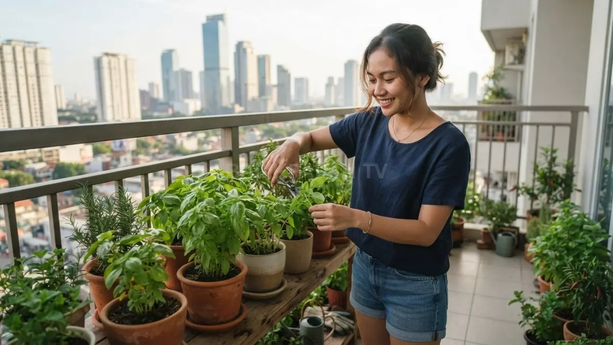 Kemangi cocok menjadi tanaman bumbu rumahan karena aromanya khas dan mudah ditata dalam pot rumah. (BTV/AI)