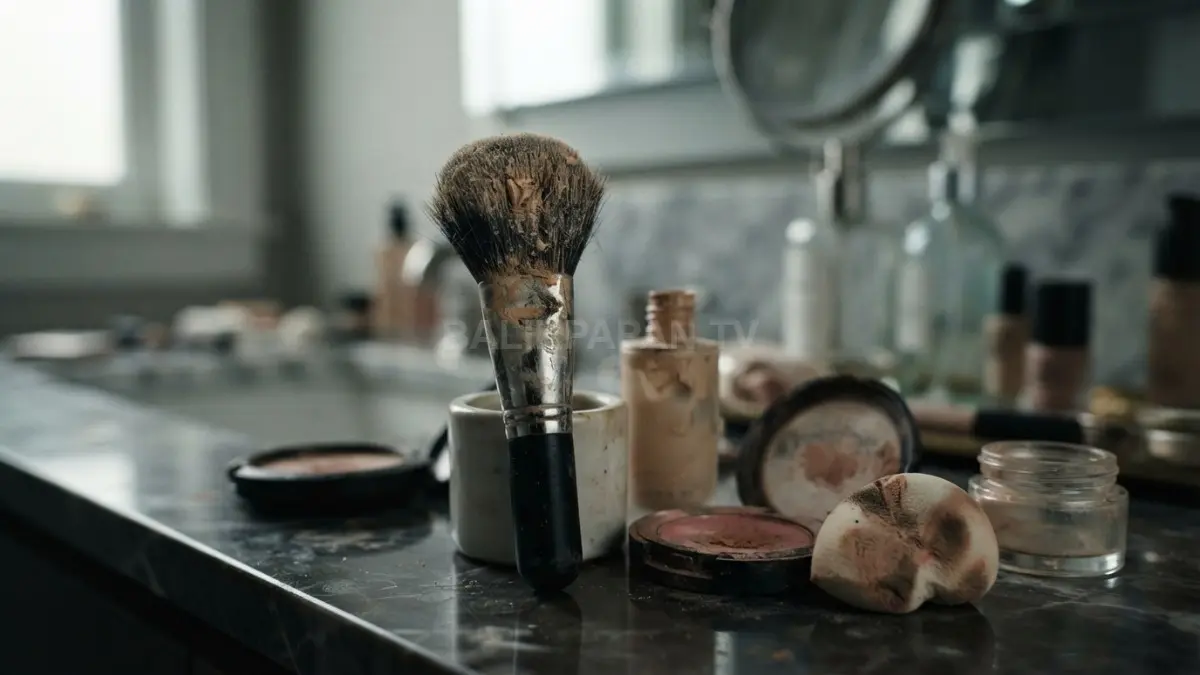 Kuas makeup yang jarang dibersihkan dapat menumpuk sisa produk, minyak, kotoran, dan mikroorganisme sehingga berisiko mengganggu kulit. (BTV/AI)