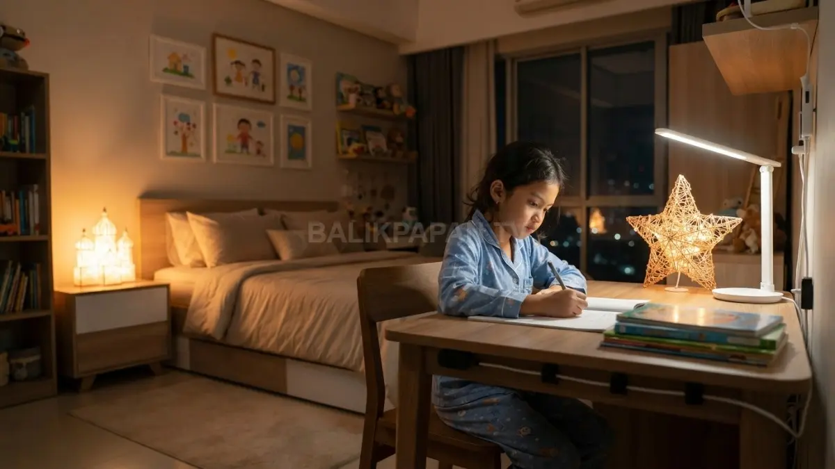 Lampu tidur berbentuk istana atau bintang bikin kamar princess makin hangat, cantik, dan aman untuk anak (BTV/AI)
