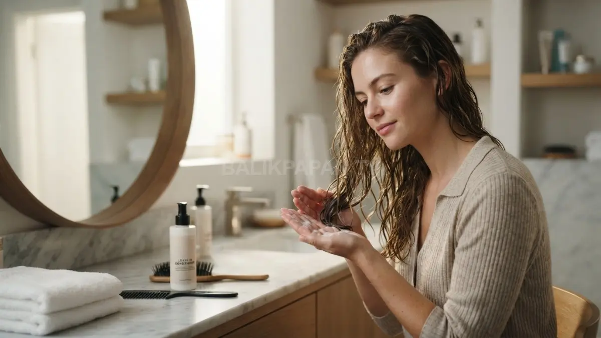 Leave-in conditioner membantu menjaga rambut tetap lembut, mudah diatur, dan terlindungi setelah keramas tanpa terasa berat. (BTV/AI)
