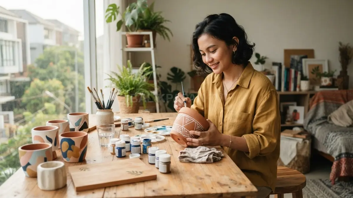 Melukis pot atau dekorasi rumah bisa jadi hobi kreatif sederhana saat akhir pekan (BTV/AI)