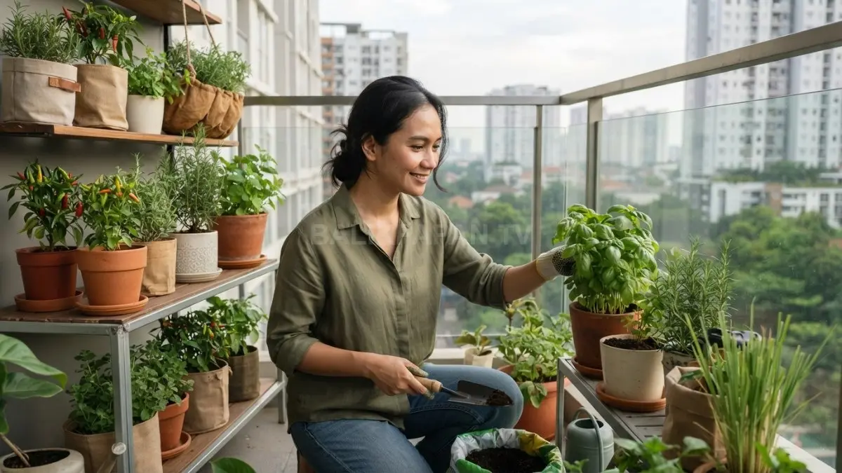Menanam bumbu dapur dalam pot menjadi solusi praktis untuk lahan terbatas sekaligus mempercantik rumah. (BTV/AI)