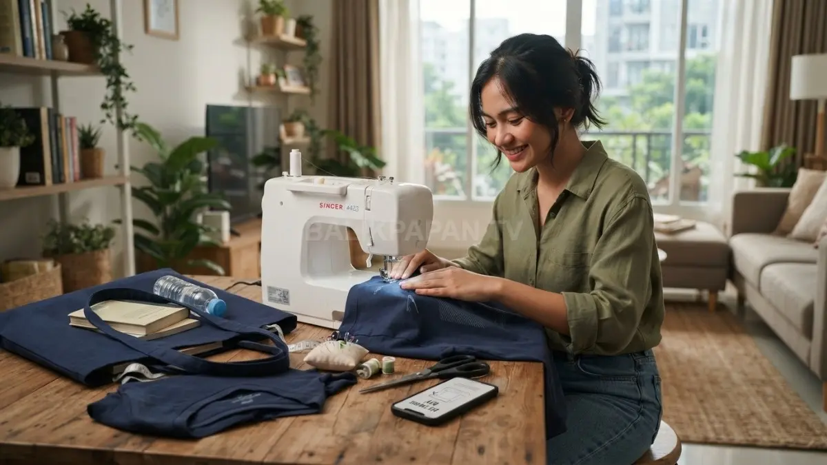 Mengubah kaos lama menjadi tote bag bisa jadi aktivitas DIY sederhana, kreatif, dan berguna (BTV/AI)
