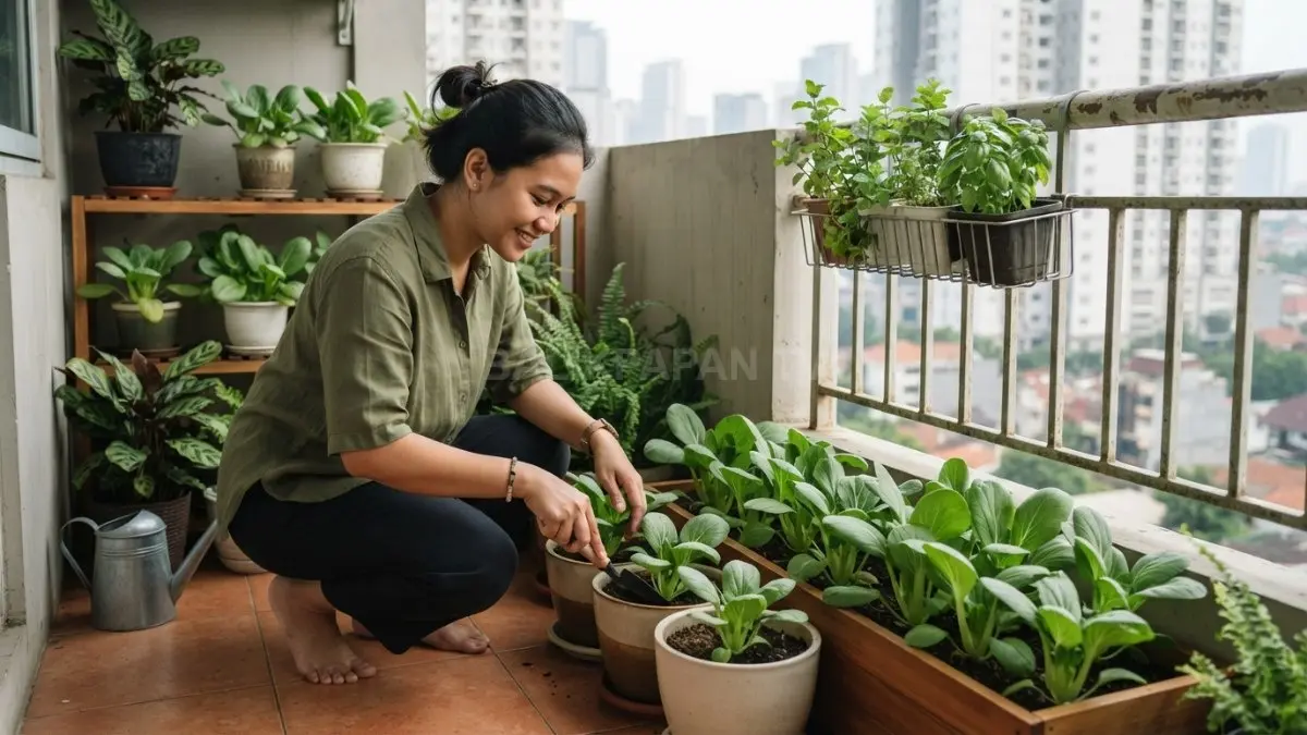 Pakcoy cocok ditanam di balkon karena bentuknya kompak, praktis dirawat, dan hemat ruang. (BTV/AI)