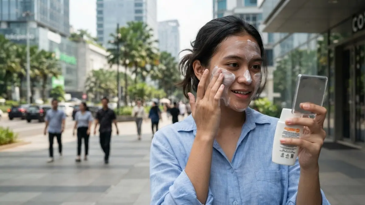 Pemakaian sunscreen harus cukup merata agar perlindungan SPF bekerja optimal, bukan sekadar tipis. (BTV/AI)
