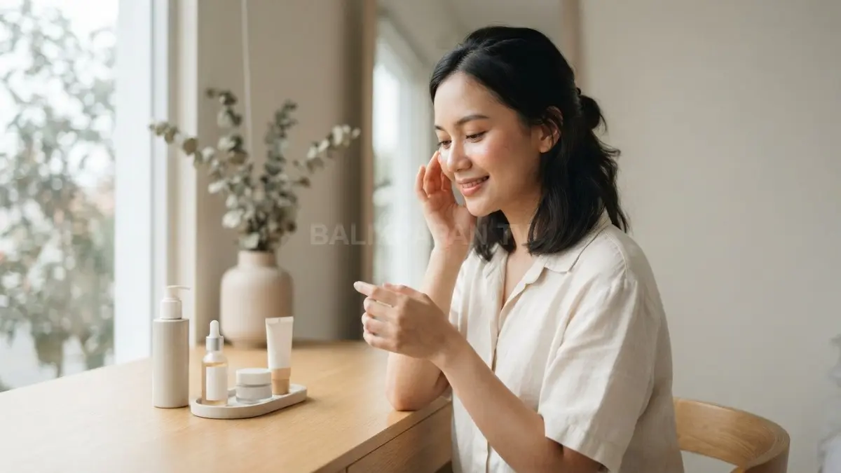 Rutinitas skincare minimalis membantu menjaga kesehatan kulit wajah agar tampak lebih segar dan alami. (BTV/Ai)