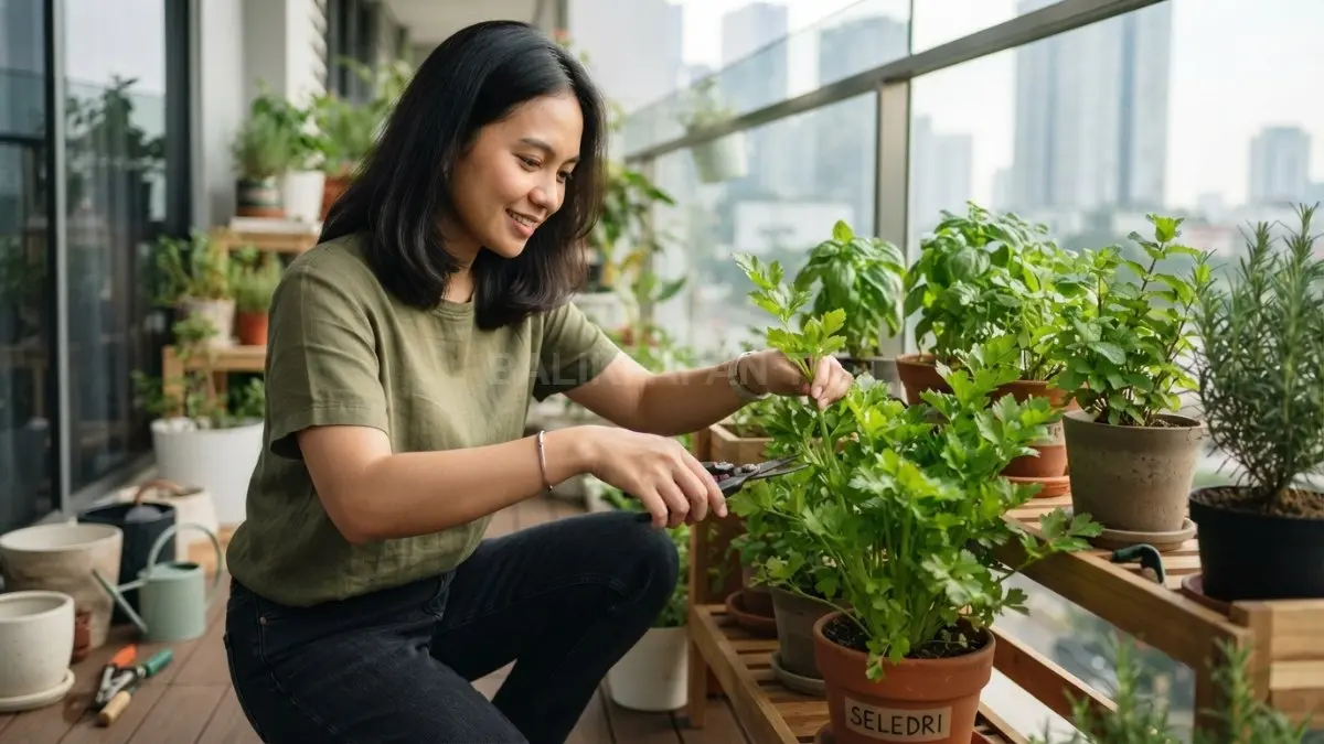 Seledri cocok ditanam dalam pot karena praktis, hemat tempat, dan mudah dipadukan dengan tanaman bumbu lainnya. (BTV/AI)