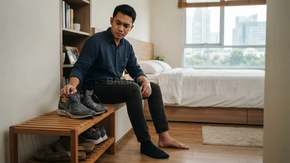 Setelah Dipakai, Beri Sepatu Waktu Bernapas Sebelum Disimpan agar Tetap Kering dan Bentuknya Terjaga (BTV/AI)
