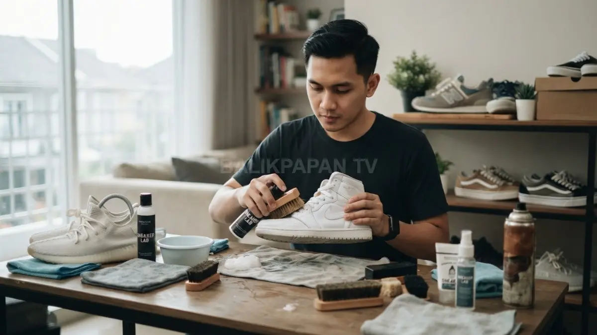 Sneakers dan perlengkapan perawatan di rumah untuk menjaga kebersihan, bentuk, serta ketahanan sepatu tetap optimal (BTV/AI)
