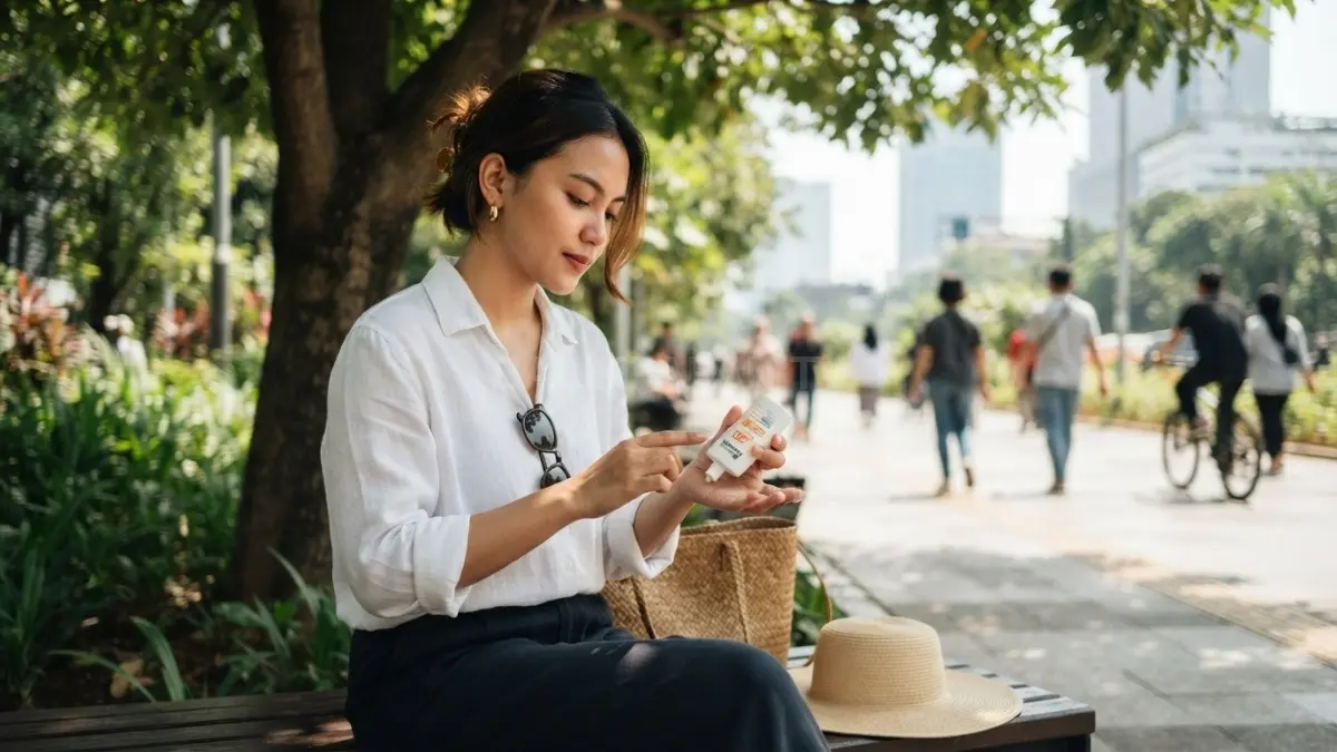 Sunscreen melindungi kulit dari UV, tetapi tetap perlu diimbangi teduh, topi, pakaian, dan kacamata UV (BTV/AI)
