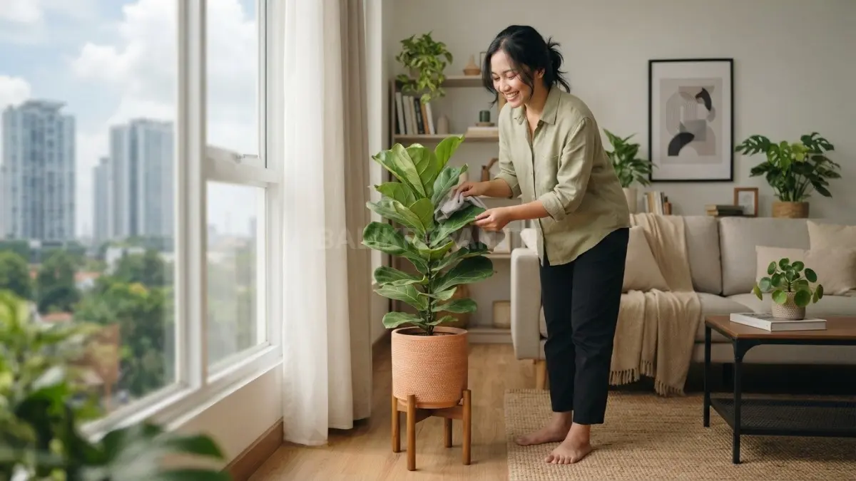 Tanaman hijau mampu menyegarkan ruang tamu sekaligus menciptakan suasana natural yang nyaman dan estetik (BTV/AI).