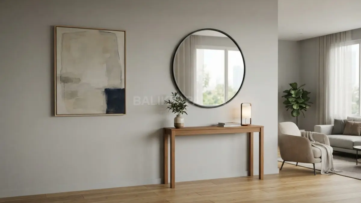Cermin dan wall art dapat mempercantik dinding ruang makan tanpa membuat tampilannya terasa terlalu penuh (BTV/AI)
