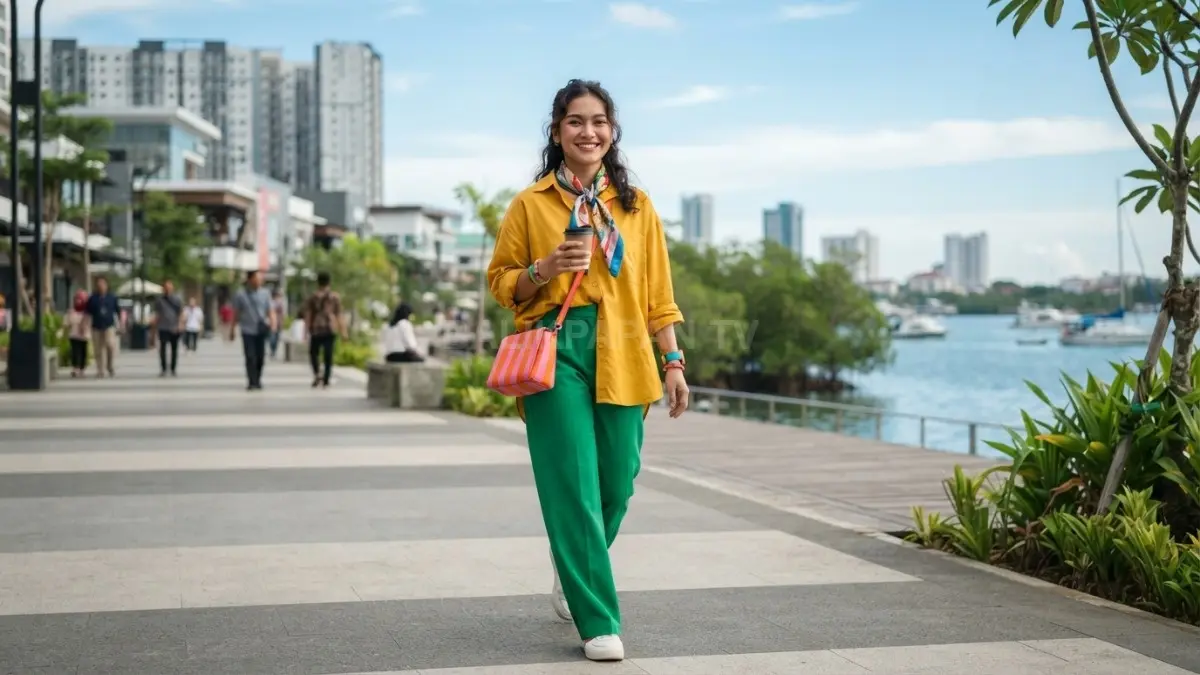 Gaya warna-warni dan playful menghadirkan tampilan ceria, ekspresif, serta tetap nyaman untuk aktivitas harian di Balikpapan. (BTV/AI)