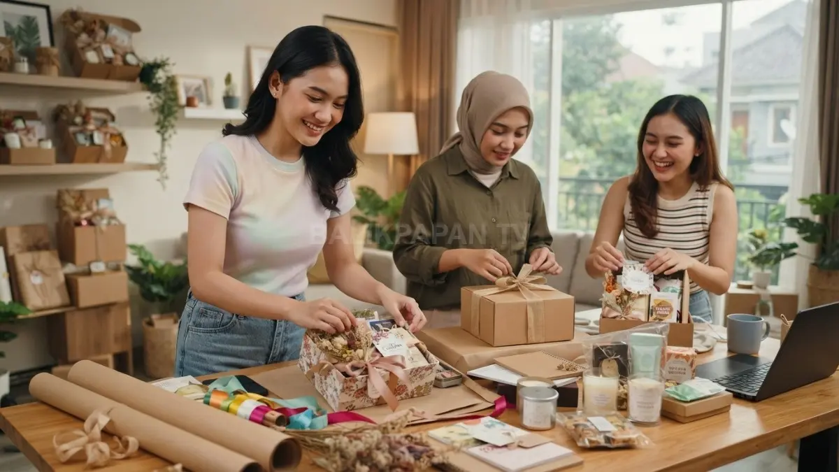 Gen Z merangkai hampers dan gift kreatif dengan kemasan estetis untuk hobi produktif menghasilkan cuan BTV/AI
