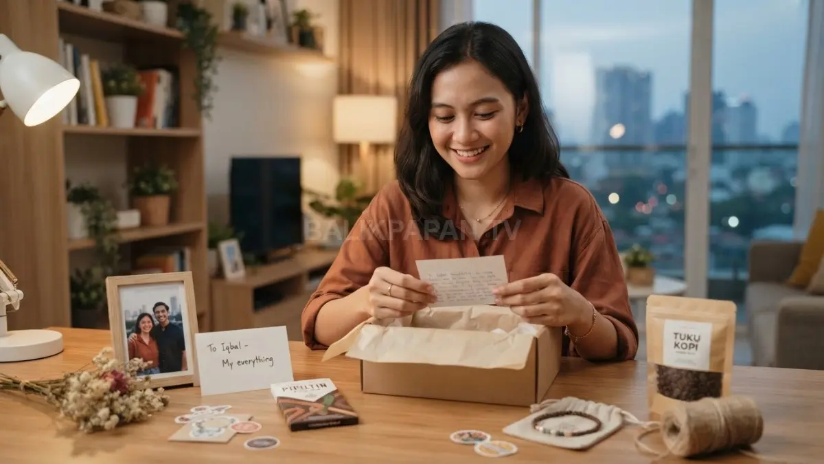 Gift personal berisi foto, surat, camilan, dan aksesori pilihan yang penuh cerita. (BTV/AI)