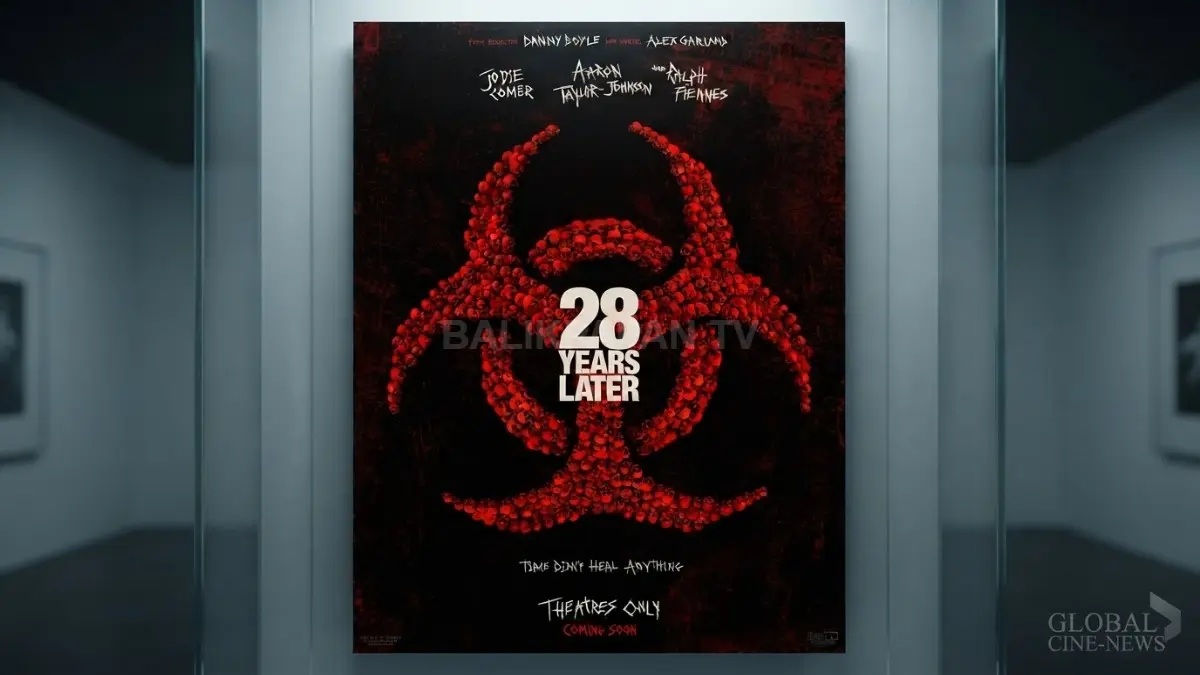 Poster film 28 Years Later karya Danny Boyle menampilkan nuansa horor pasca-apokaliptik yang mencekam. (BTV/AI)