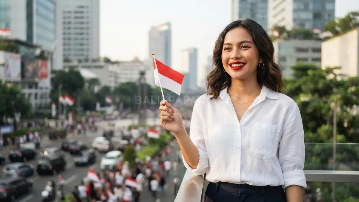 Sentuhan merah pada makeup dapat memperkuat nuansa kemerdekaan tanpa membuat tampilan terlalu berlebihan. (BTV/AI)