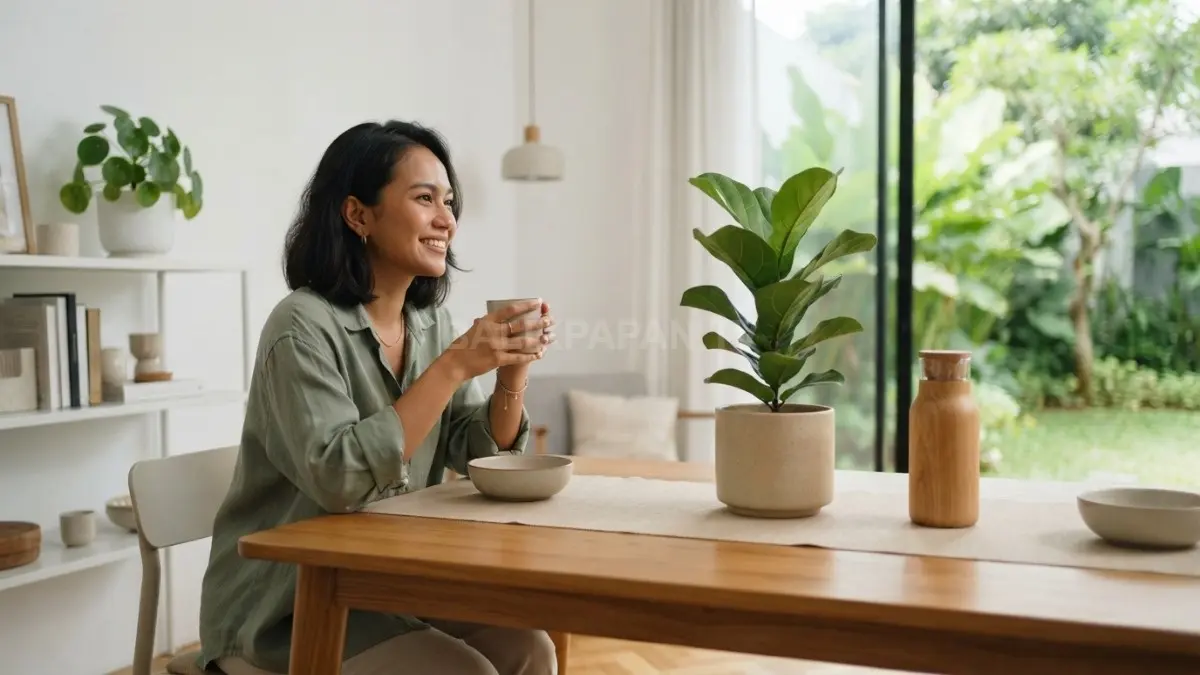 Tanaman indoor dapat menghidupkan ruang makan minimalis dengan sentuhan natural, segar, dan tetap harmonis (BTV/AI)
