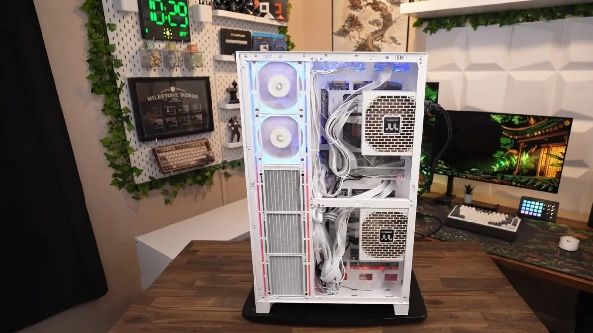 Thermaltake Core X dapat menampung hingga 13 kipas dengan konfigurasi delapan intake dan lima exhaust, serta mendukung radiator 360 mm untuk masing-masing sistem. (BTV/AI)