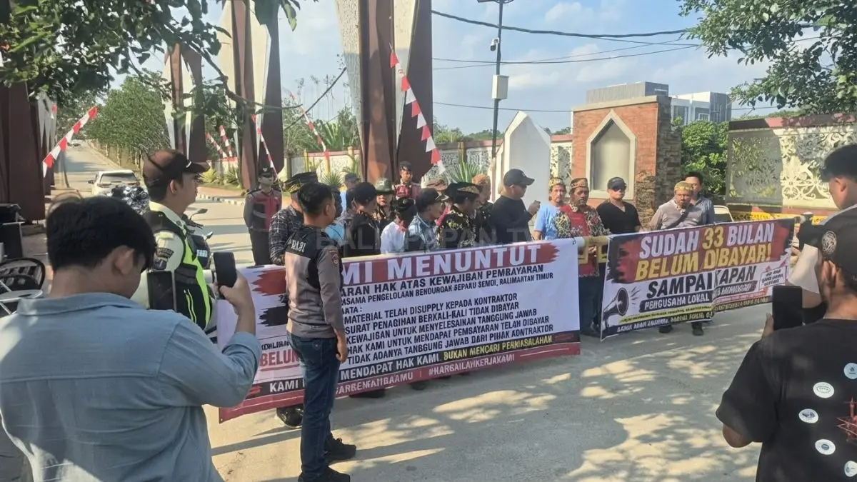 Akses Bendungan Sepaku Semoi IKN diblokir pemasok lokal yang menuntut pembayaran tunggakan proyek mencapai Rp16 miliar (DOK. IST/KP)