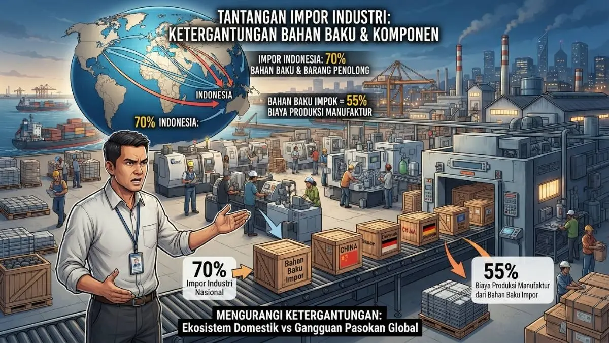 Ketergantungan bahan baku impor meningkatkan biaya produksi industri nasional dan rentan terhadap gangguan pasokan global [BTV:AI]