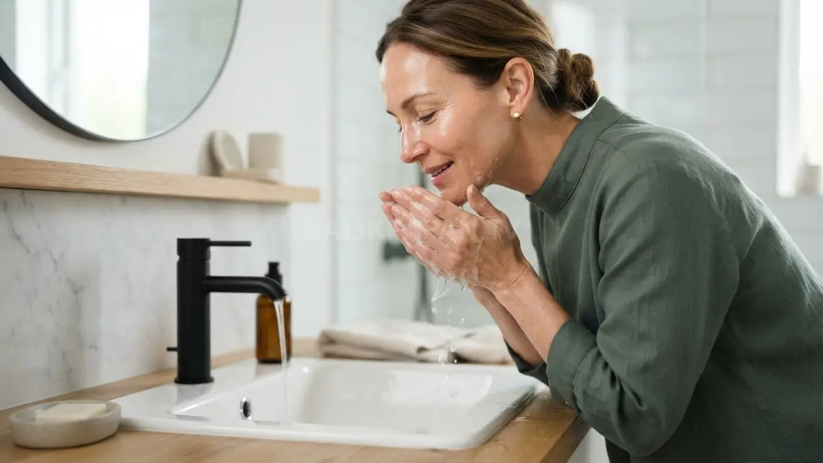 Mencuci wajah secara rutin menggunakan pembersih lembut efektif menjaga kesehatan skin barrier kulit. (BTV/Ai)