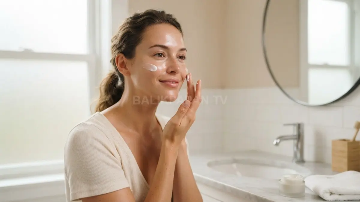 Penerapan moisturizer secara rutin membantu menjaga kelembapan dan kesehatan kulit wajah tetap optimal. (BTV/Ai)