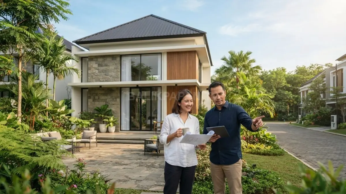 Rumah minimalis Eropa memadukan fasad bersih, atap khas, material natural, dan bukaan lebar untuk hunian elegan. (BTV/AI)