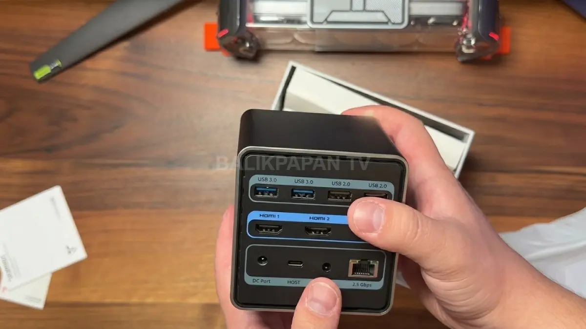 Tobin 1 UDS032C dilengkapi Gigabit Ethernet untuk koneksi kabel yang stabil, serta mendukung Windows dan macOS dengan catatan kompatibilitas USB-C atau Thunderbolt pada laptop. (BTV/AI)