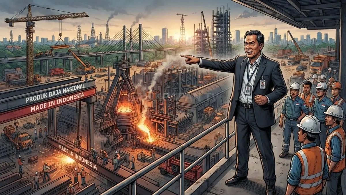 Industri baja nasional didorong memperkuat pasar domestik, P3DN, investasi, produksi, dan penyerapan tenaga kerja. [BTV:AI]