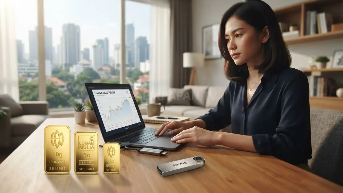 Perbandingan emas batangan Antam dan UBS berdasarkan ukuran gramasi dan harga jual.
