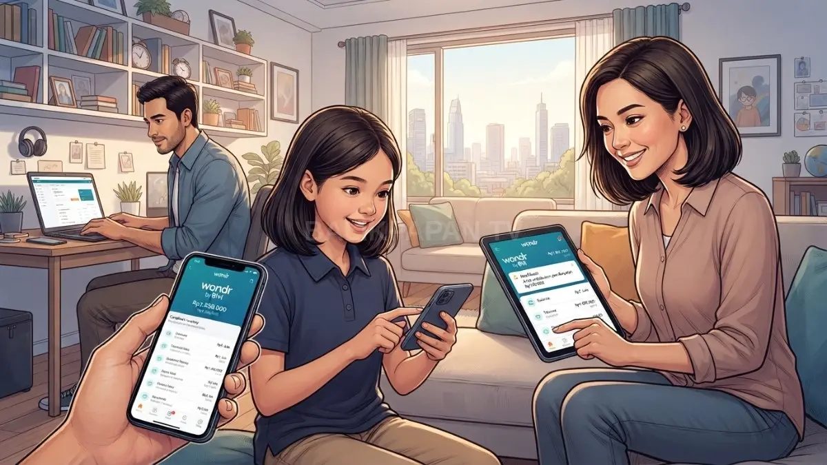 WondrZ membantu anak belajar menabung dan bertransaksi, sementara orang tua memantau aktivitas finansial secara berkala. [BTV:AI]