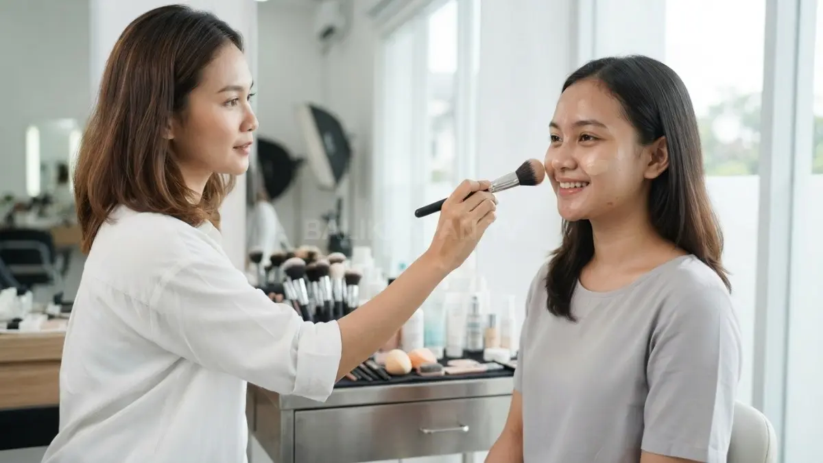 Brush makeup yang bersih membantu menjaga kebersihan kulit dan mengurangi risiko kotoran berpindah selama aplikasi riasan harian. (BTV/AI)