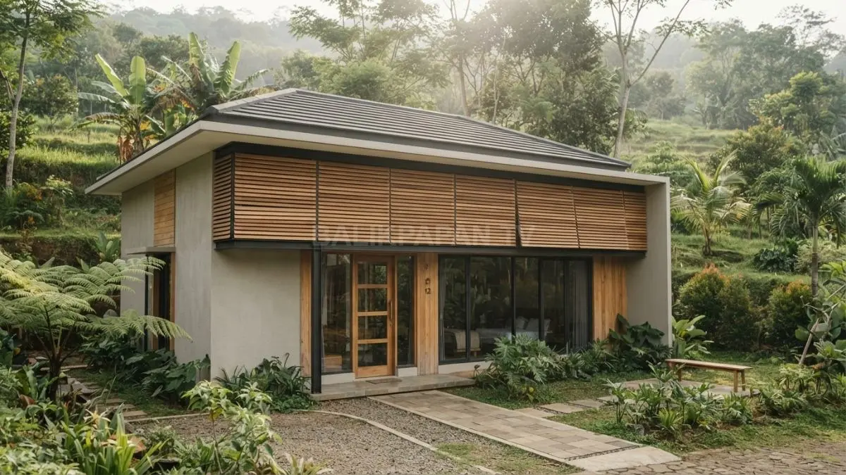 Jalusi horizontal modern mempercantik fasad, mengatur cahaya matahari, sekaligus menjaga sirkulasi udara tetap optimal (BTV/AI)