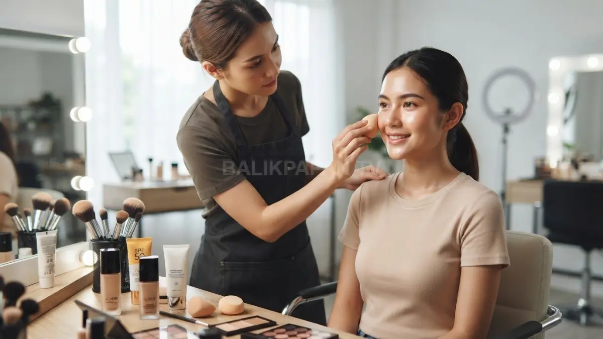 Kulit bersih, alat makeup higienis, dan kosmetik aman membantu menjaga kenyamanan kulit saat merias wajah setiap hari. (BTV/AI)