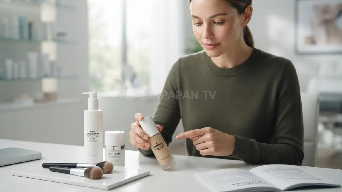 Memilih kosmetik non-comedogenic membantu menjaga pori tetap nyaman, sekaligus mendukung riasan ringan dan ramah kulit. (BTV/AI)
