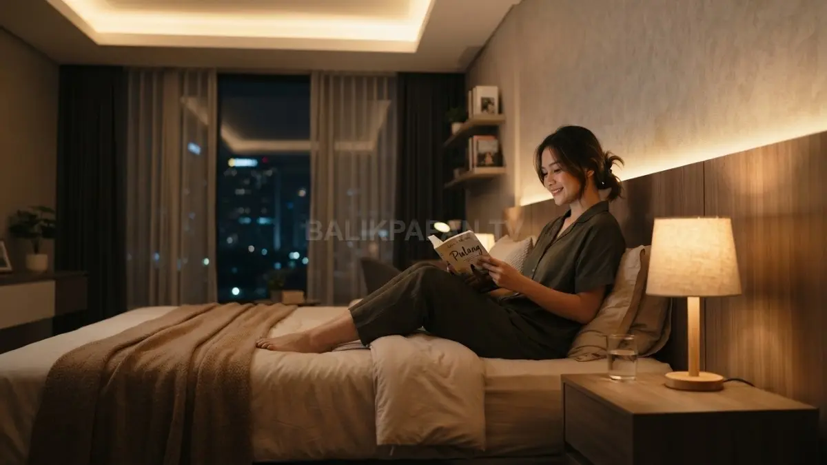 Pencahayaan bertingkat membuat kamar minimalis terasa hangat, nyaman, elegan, dan fungsional sepanjang hari (BTV/AI)
