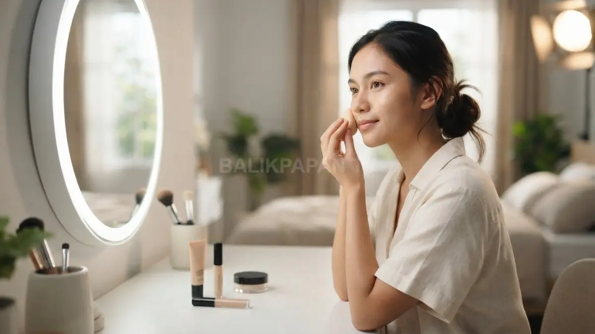 Penggunaan makeup tipis membantu menjaga wajah tetap nyaman, rapi, dan mengurangi beban berlebih pada kulit. (BTV/AI)