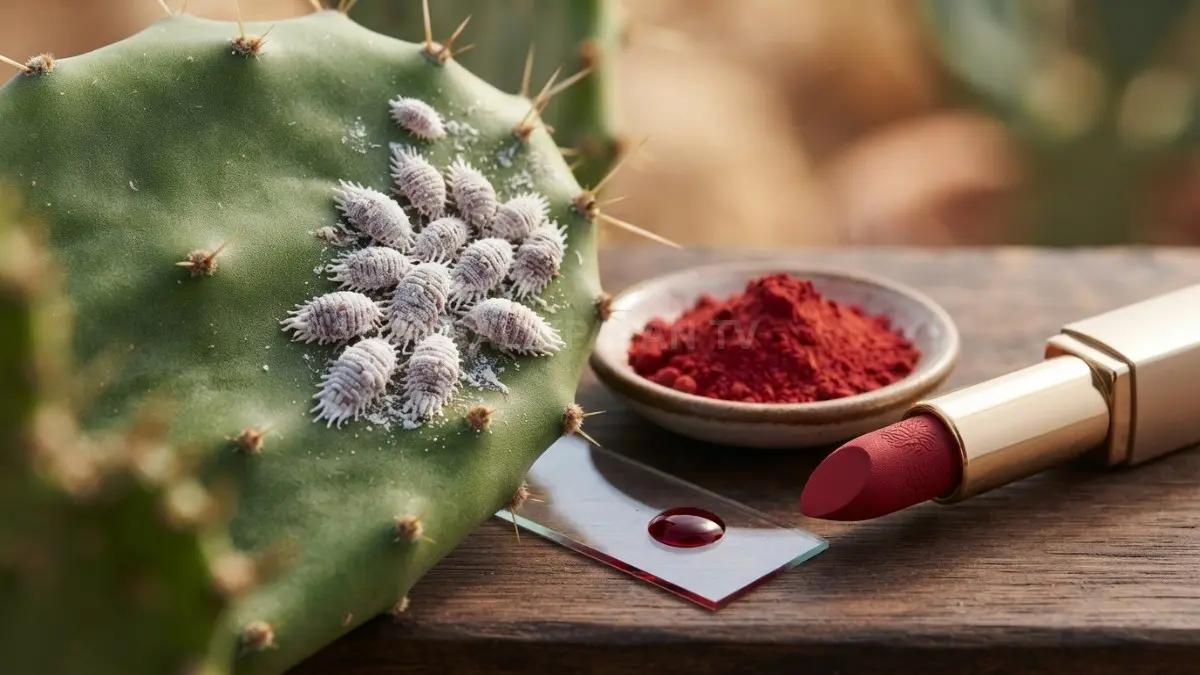 Pigmen merah alami dari serangga cochineal menjadi bahan pembuat lipstik klasik yang indah. (BTV/Ai)