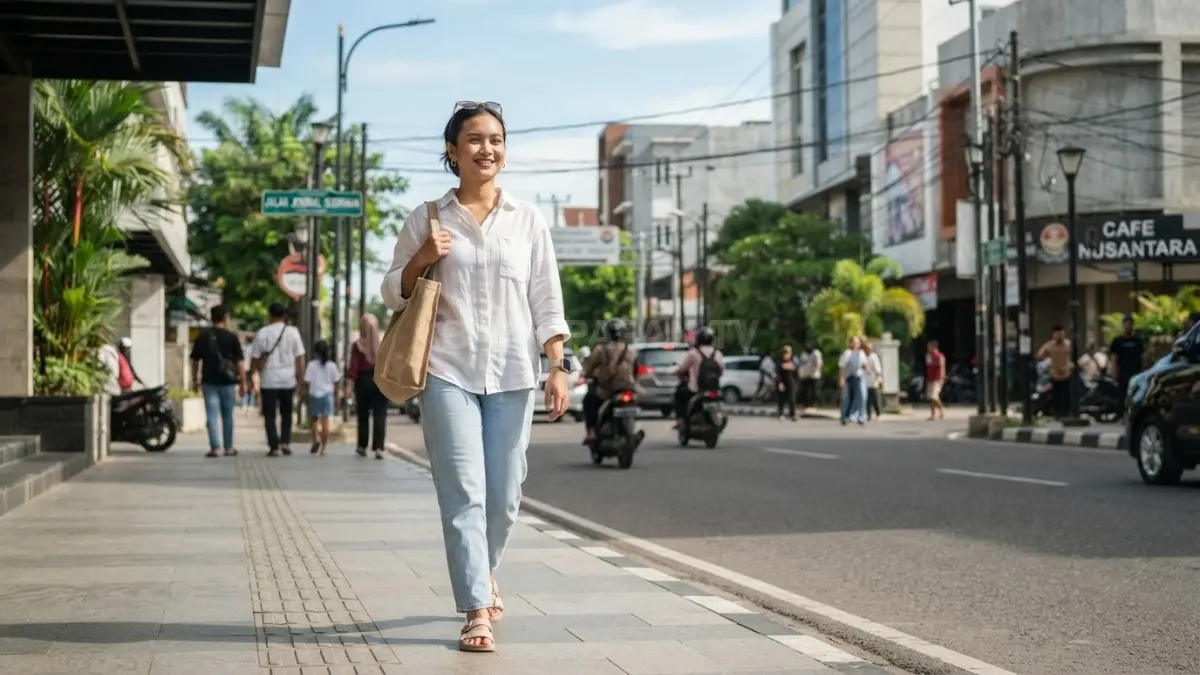 Pilih warna terang agar aktivitas luar ruangan tetap nyaman, ringan, praktis, dan mudah dipadukan sehari-hari (BTV/AI)
