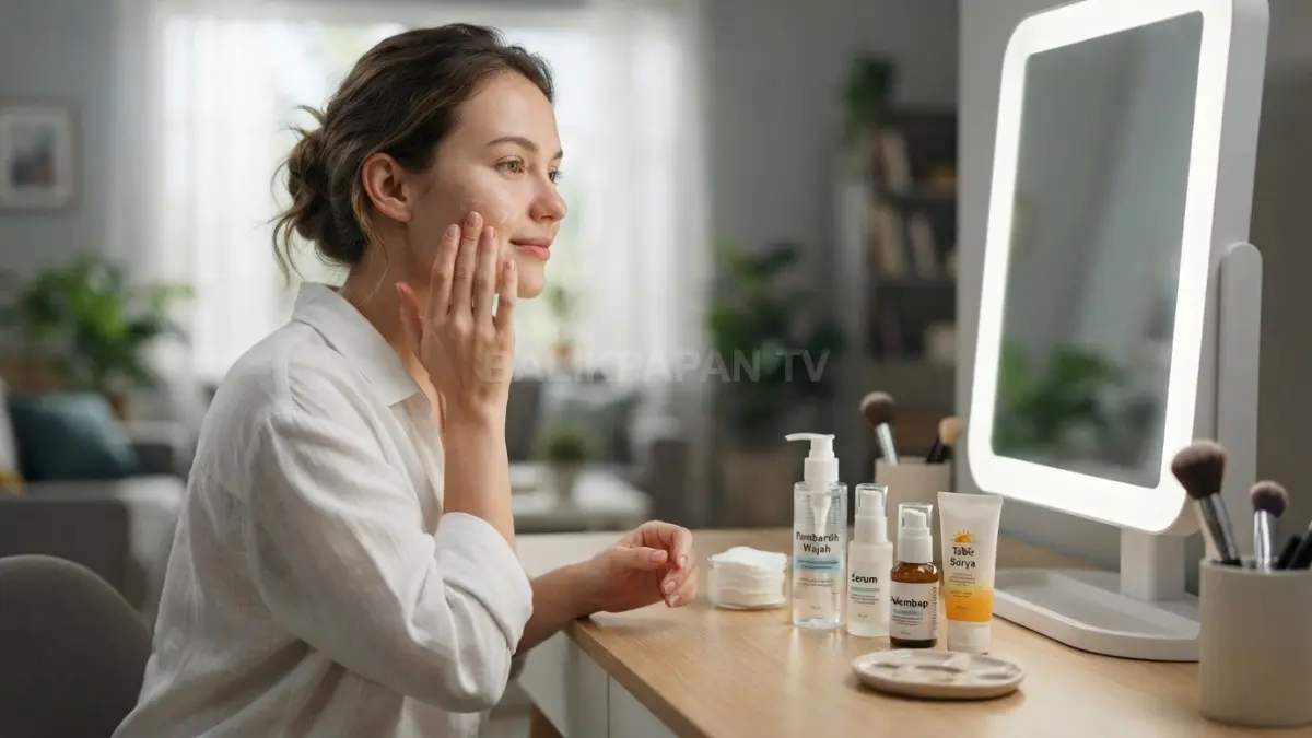 Riasan aman dimulai dari kulit bersih, pelembap, sunscreen, kosmetik terdaftar, alat bersih, dan pembersihan makeup. (BTV/AI)
