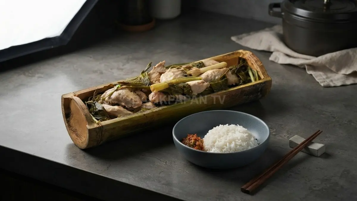 Sajikan pansuh ayam khas Dayak yang dimasak dalam bambu nan harum siap memanjakan lidah para penikmat kuliner. (BTV/Ai)