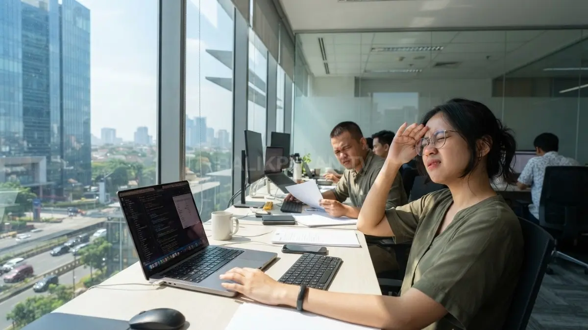 Silau berlebihan dapat mengganggu aktivitas, sehingga desain kaca perlu dilengkapi sistem shading yang tepat (BTV/AI)