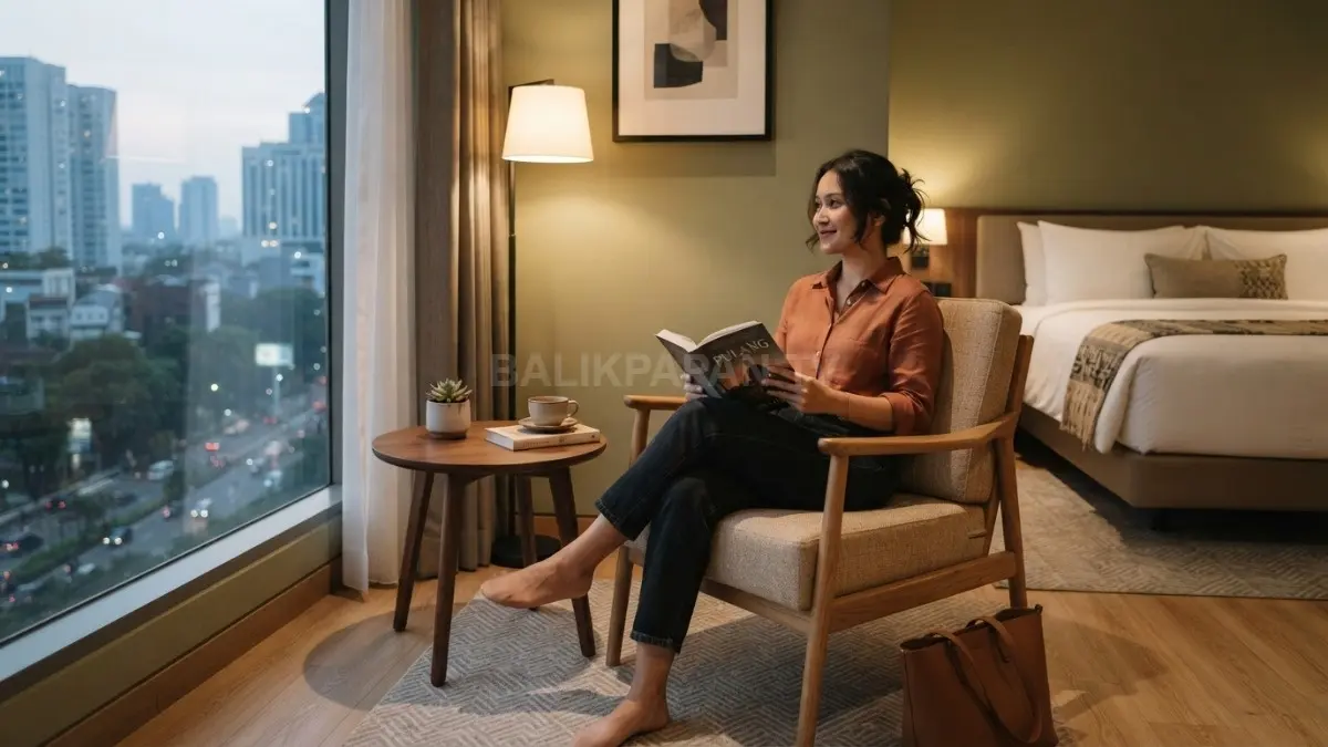 Sudut duduk kecil membuat kamar lebih fungsional, nyaman, dan menghadirkan nuansa boutique hotel untuk sehari-hari. (BTV/AI)
