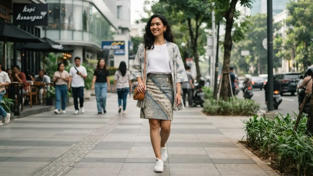 Batik kini dapat tampil modern melalui rok atau outer sederhana yang mudah dipadukan sehari-hari dan stylish. (BTV/AI)
