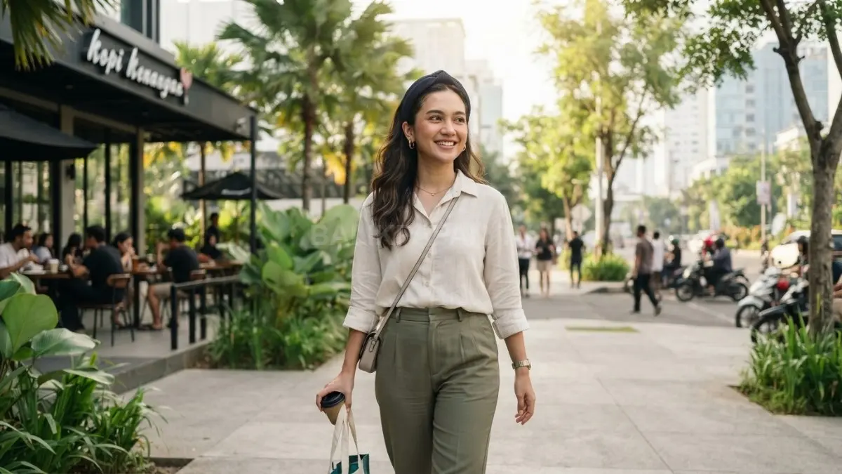Headband menjadi aksesori praktis untuk membuat rambut tergerai terlihat lebih rapi, stylish, nyaman, dan tetap sederhana (BTV/AI).