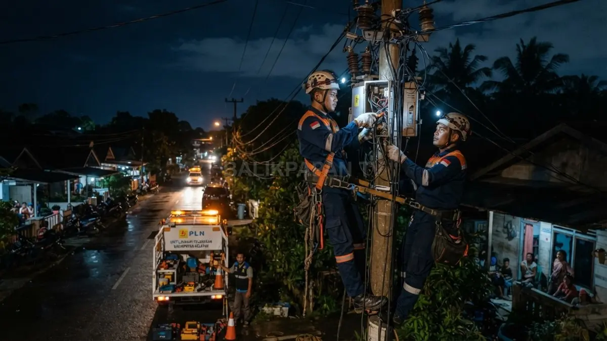 Ilustrasi pemadaman listrik sementara terjadi di sejumlah kawasan Balikpapan Selatan untuk mendukung pekerjaan pemeliharaan jaringan PLN. (BTV/AI)