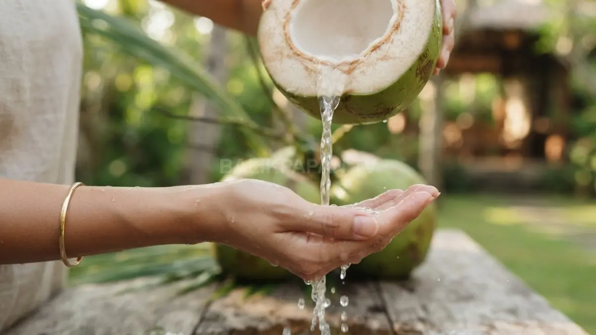 Kesegaran alami air kelapa muda memberikan sensasi hidrasi serta perawatan kulit yang menyejukkan. (BTV/Ai)
