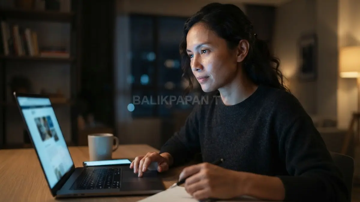 Paparan cahaya biru dari layar perangkat elektronik dapat memicu timbulnya pigmentasi pada kulit wajah. (BTV/Ai)