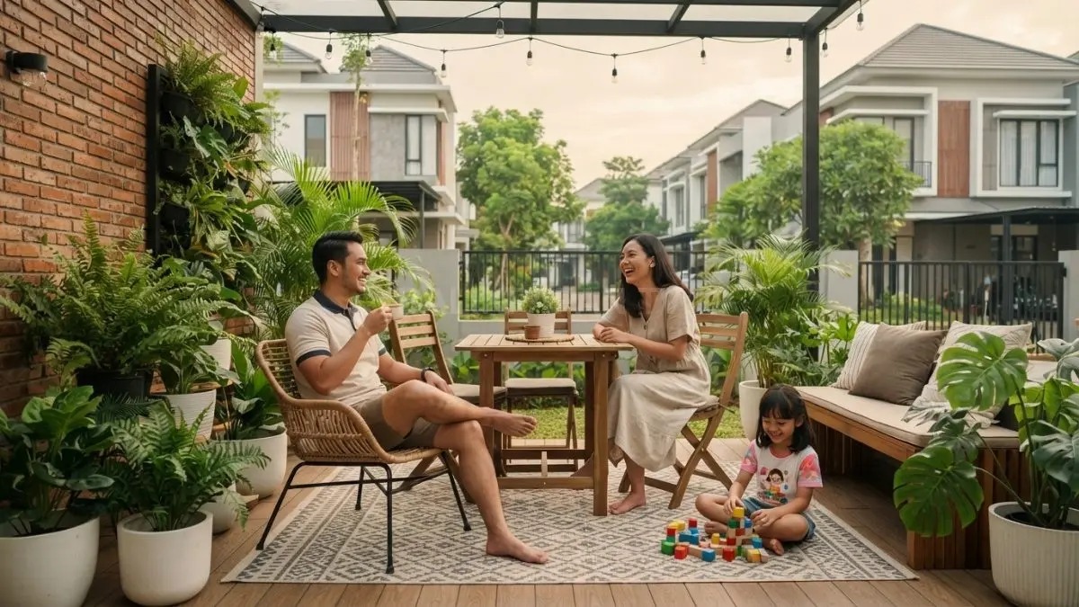Tentukan fungsi halaman belakang sejak awal agar penataan furnitur lebih praktis, nyaman, dan sesuai kebutuhan keluarga (BTV/AI)
